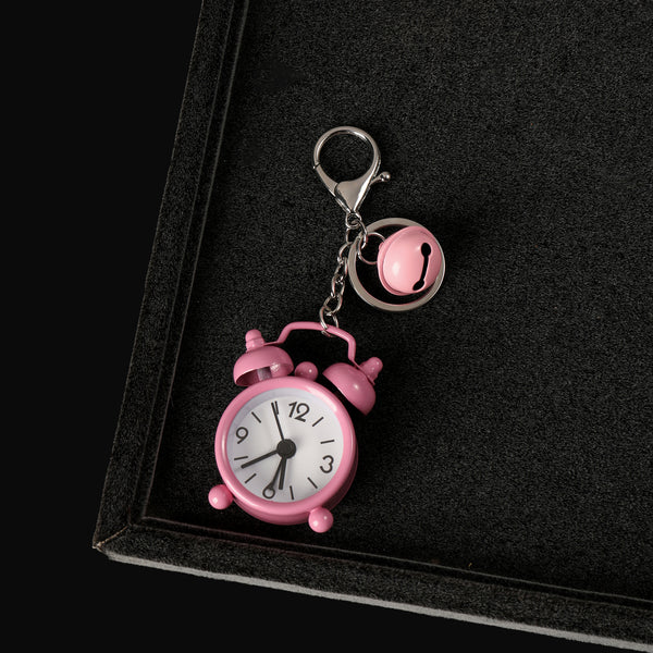 Mini Alarm Clock Bag Charm - Pink