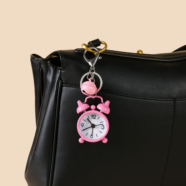 Mini Alarm Clock Bag Charm - Pink