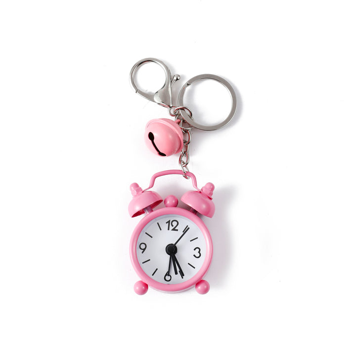 Mini Alarm Clock Bag Charm - Pink