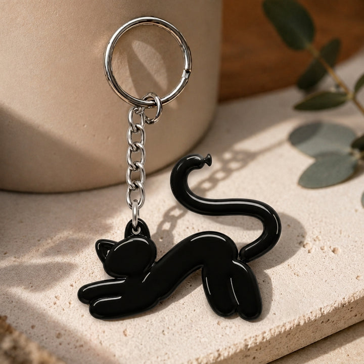 Midnight Mischief Cat Keychain