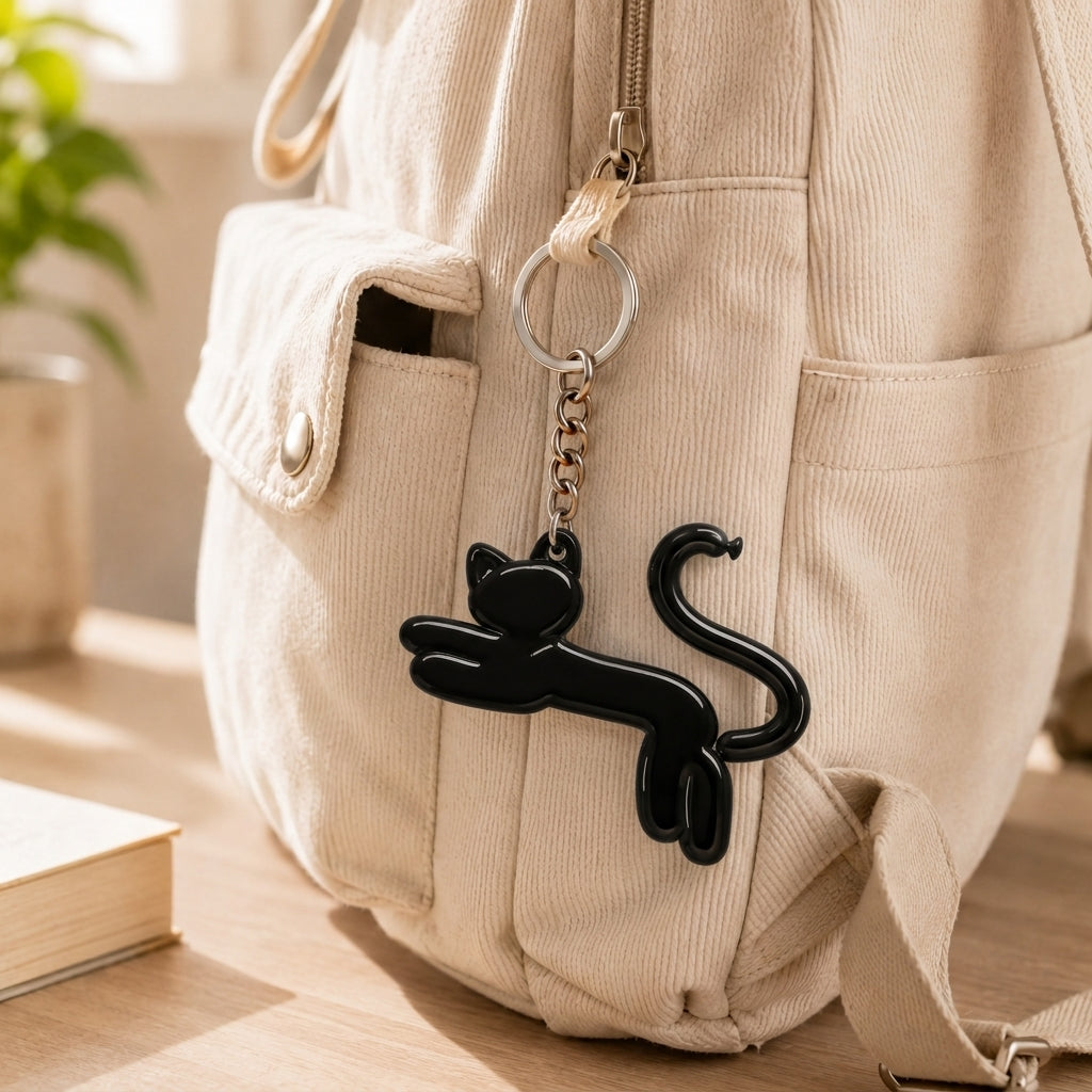 Midnight Mischief Cat Keychain