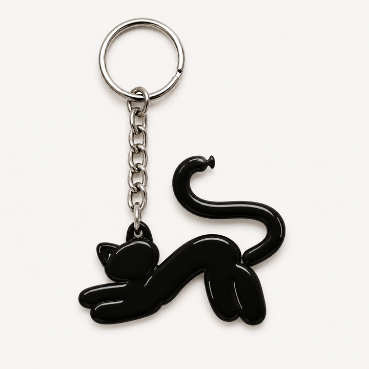 Midnight Mischief Cat Keychain