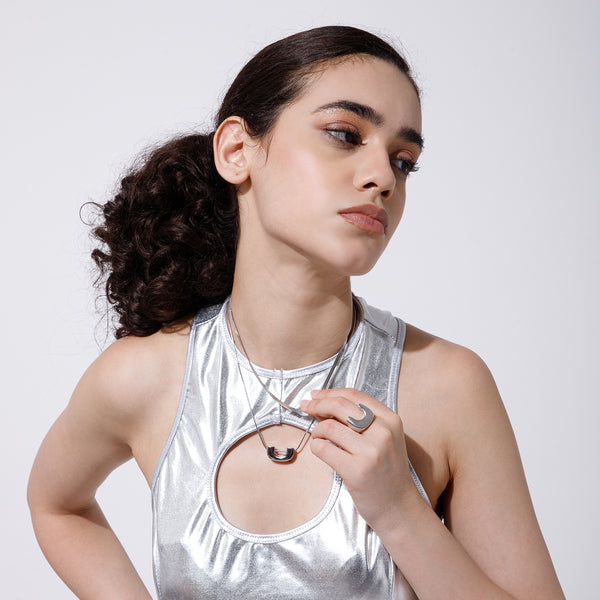 Moon & Halo Necklace and Ring Duo