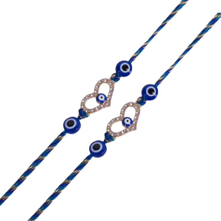 Set of 2 Heart Evil Eye Rakhi