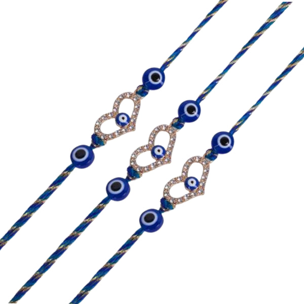 Set of 3 Heart Evil Eye Rakhi