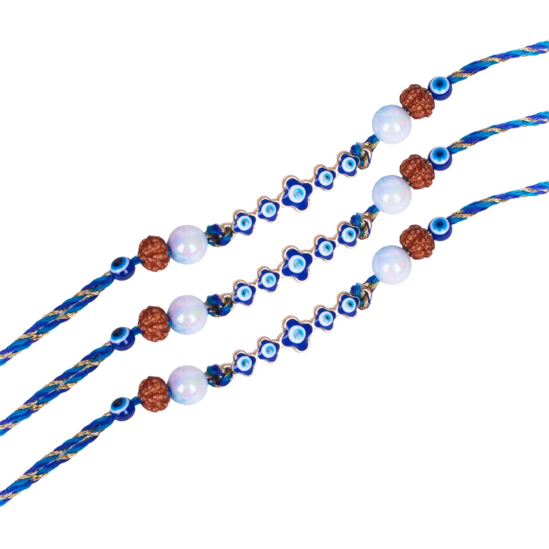 Set of 3 Evil Eye Blue Rakhi - Salty Accessories