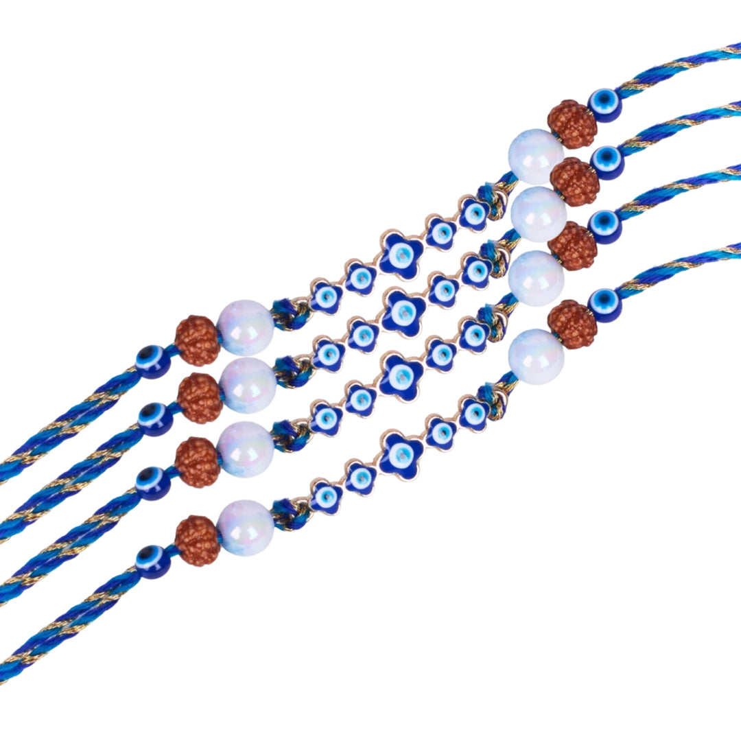 Set of 4 Evil Eye Blue Rakhi - Salty Accessories