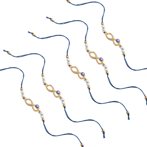 Set of 5 Infinity Evil Eye Rakhi