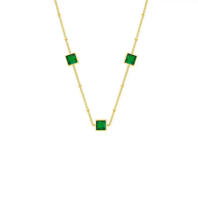 CaliBling Emerald Necklace - Gold Salty