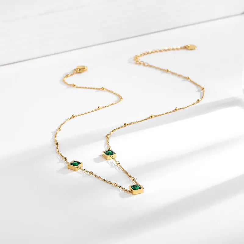 CaliBling Emerald Necklace - Gold Salty