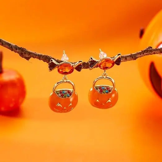 Candy Jack lantern face Pumpkin Earrings | Salty
