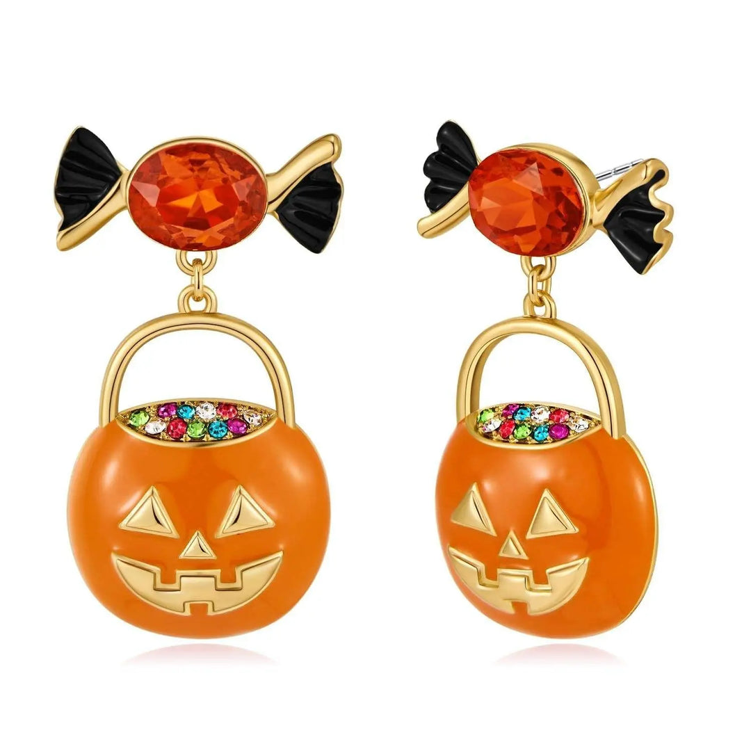 Candy Jack lantern face Pumpkin Earrings | Salty