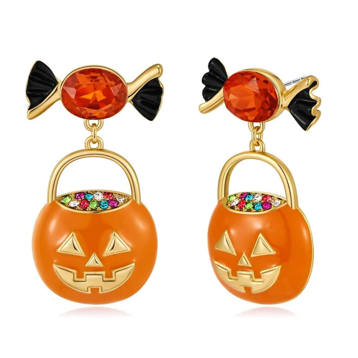 Candy Jack lantern face Pumpkin Earrings | Salty
