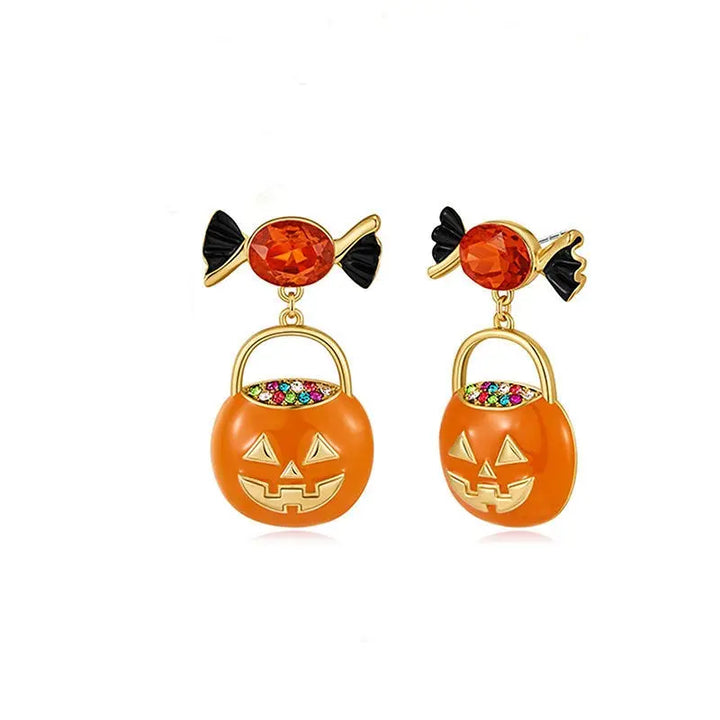 Candy Jack lantern face Pumpkin Earrings | Salty