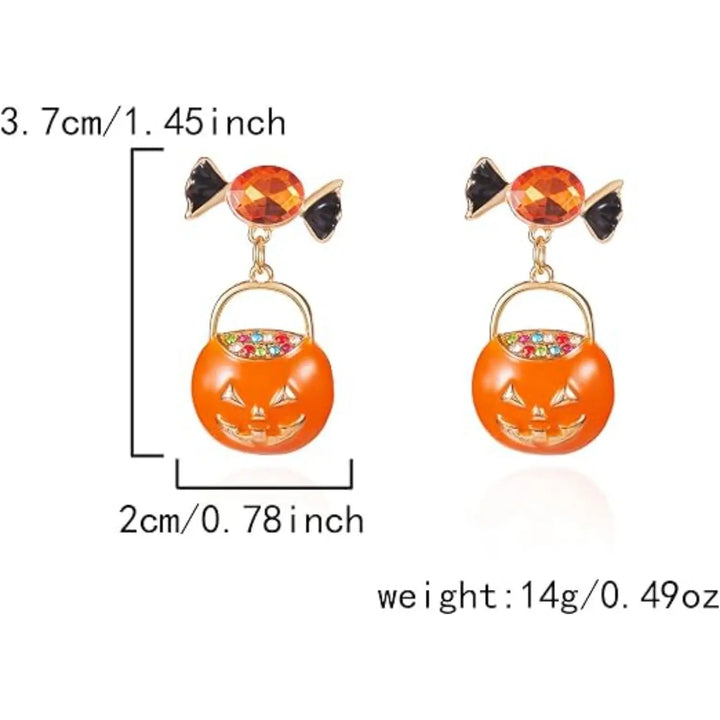 Candy Jack lantern face Pumpkin Earrings | Salty