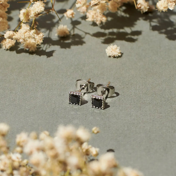 Cannabis Silver Black Studs