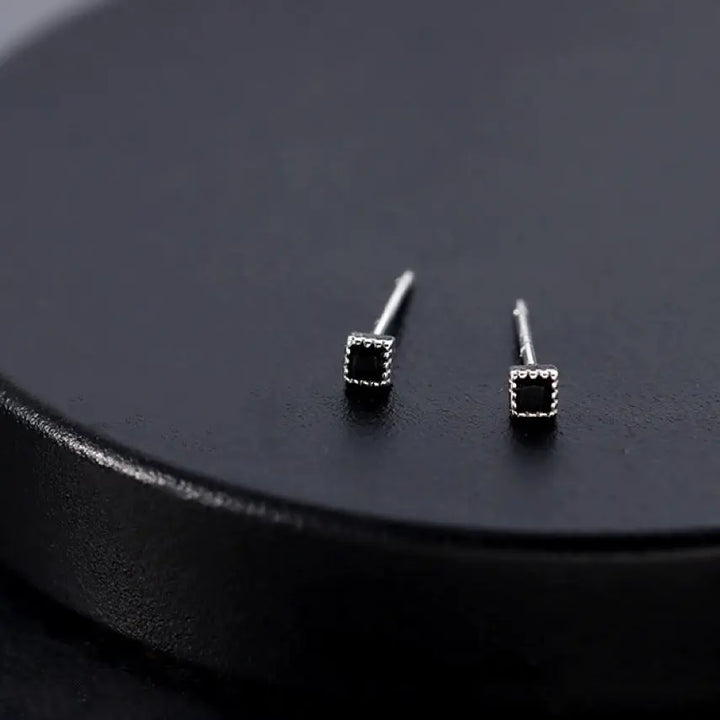 Cannabis Silver Black Studs - Salty Accessories