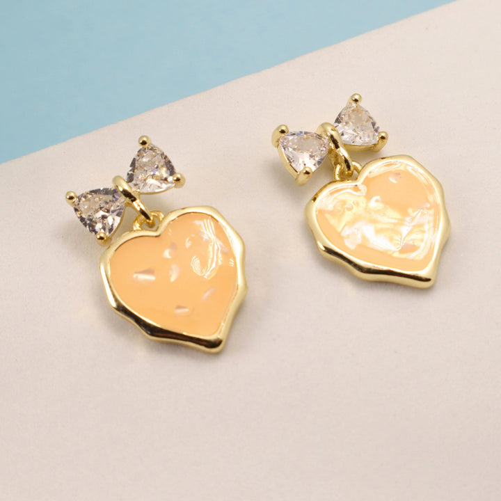 Cantaloupe Heart Bow Earrings - Salty Accessories