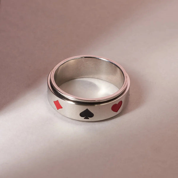 Card Shark Signet Silver Ring