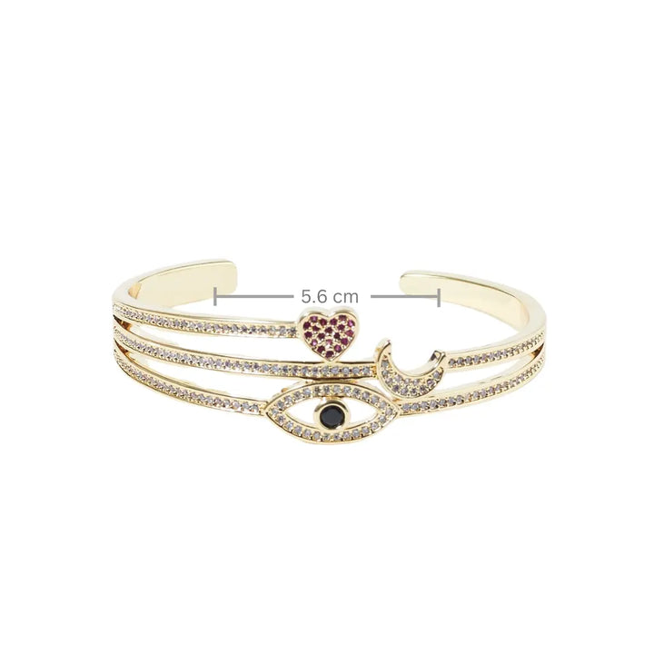 Celestial Love and Eye Charm Gold Cuff - Salty Accessories