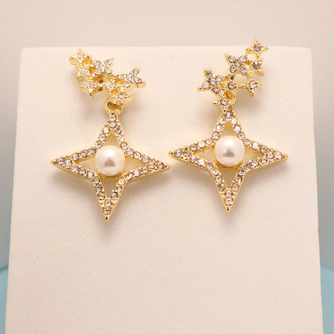 Celestial Stars Pearl Earrings - Salty Accessories