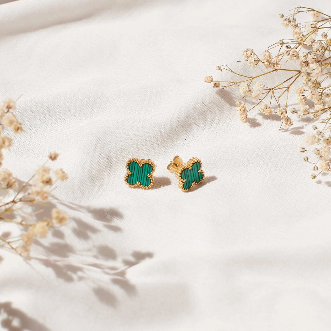 Celtic Green Clover Studs - Salty Accessories