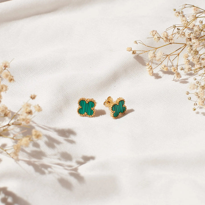 Celtic Green Clover Studs - Salty Accessories