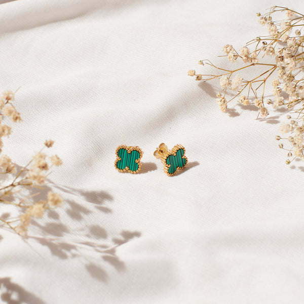 Celtic Green Clover Studs