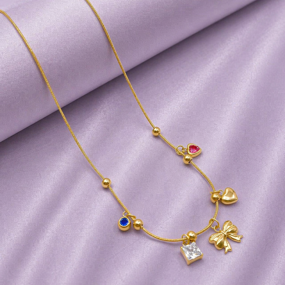 Golden Keepsake Bow Necklace