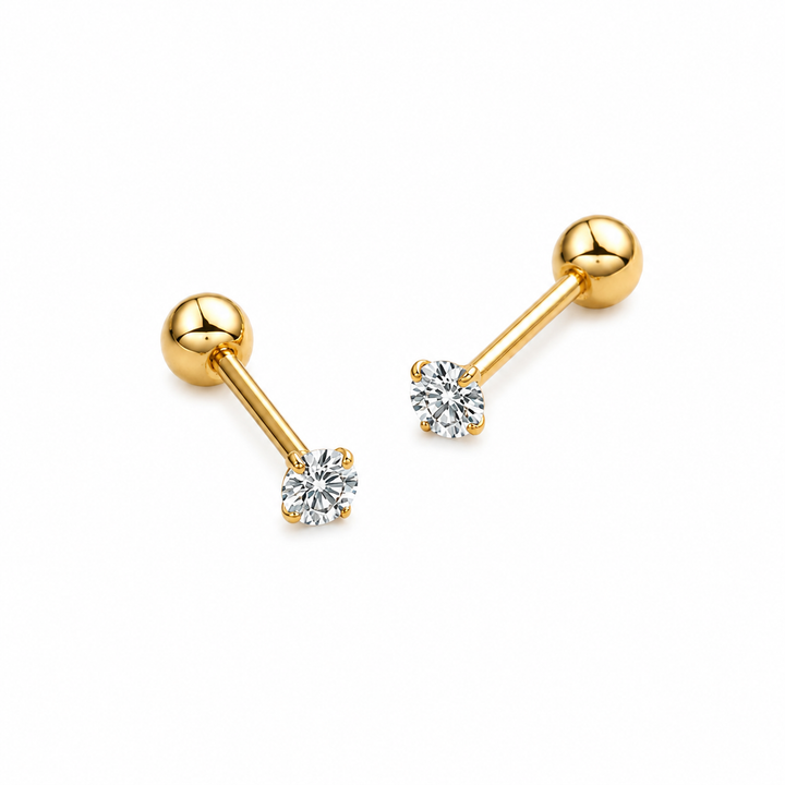 Atlas Stone Golden Stud Earrings | Salty