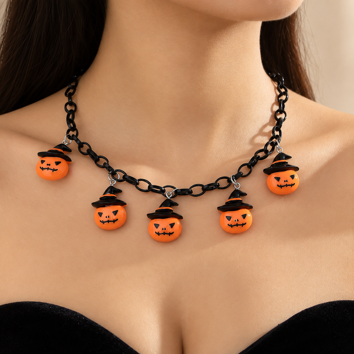 Halloween Pumpkin Black Necklace
