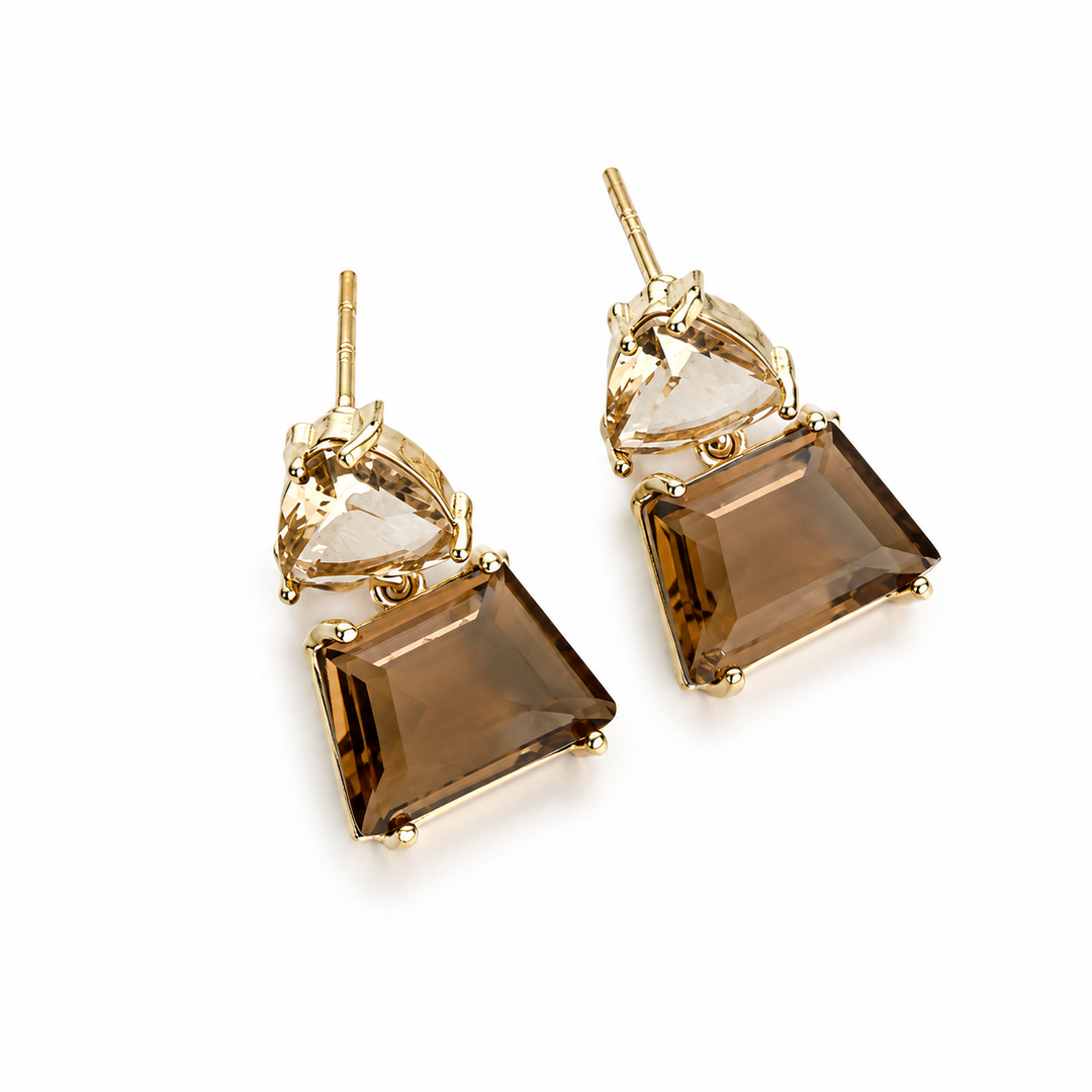 Afterglow Geometric Drop Earrings - Brown