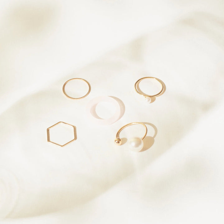 Set Of 5 Jamila Rings - Salty Accessories