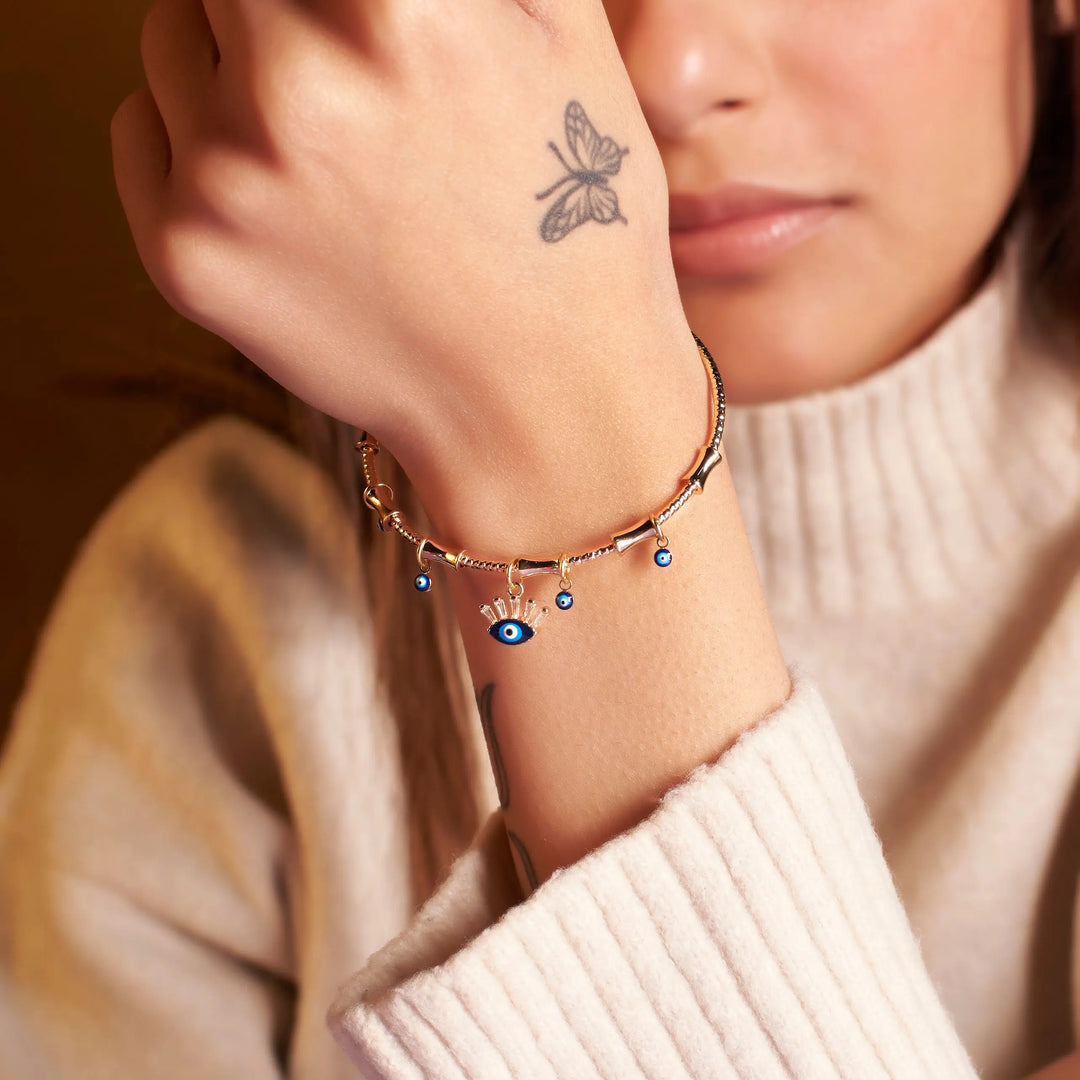Chic Evil Eye Tassel Bangle - Salty Accessories
