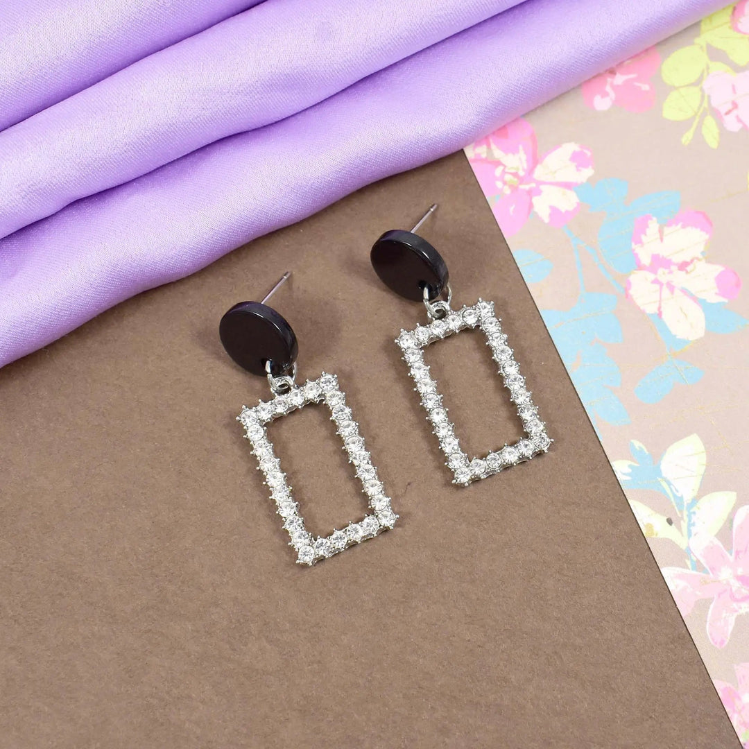 Chic Boho Diamond Rectangular earrings - Silver - Salty Accessories