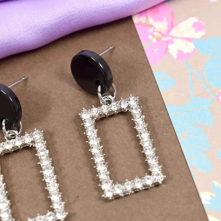 Chic Boho Diamond Rectangular earrings - Silver - Salty Accessories