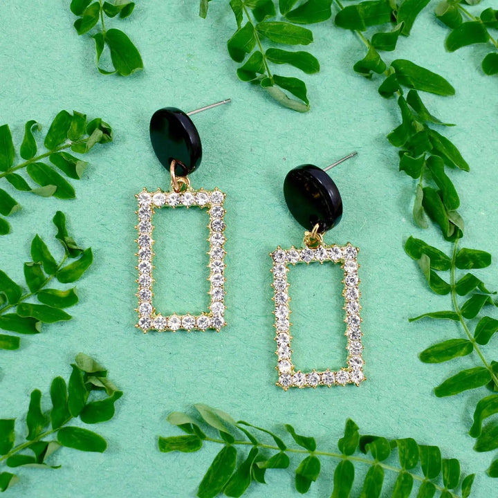 Chic Boho Diamond Rectangular earrings - Gold