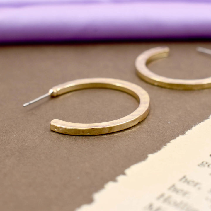Chic Pressed Crescent Gold Hoop Earrings - Salty Accessories
