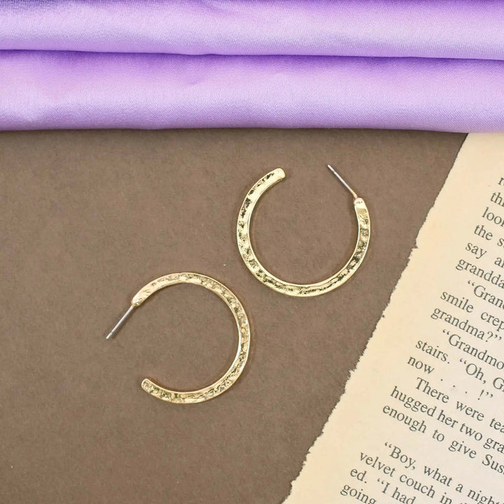 Chic Pressed Crescent Gold Hoop Earrings - Salty Accessories