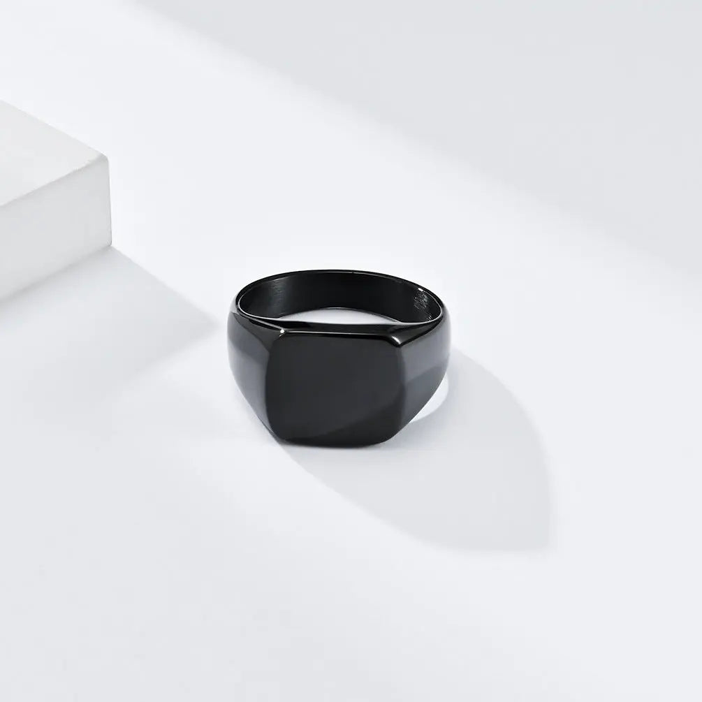 Chunky Signet Black Ring