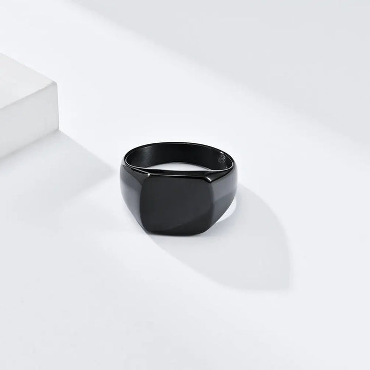 Chunky Signet Black Ring