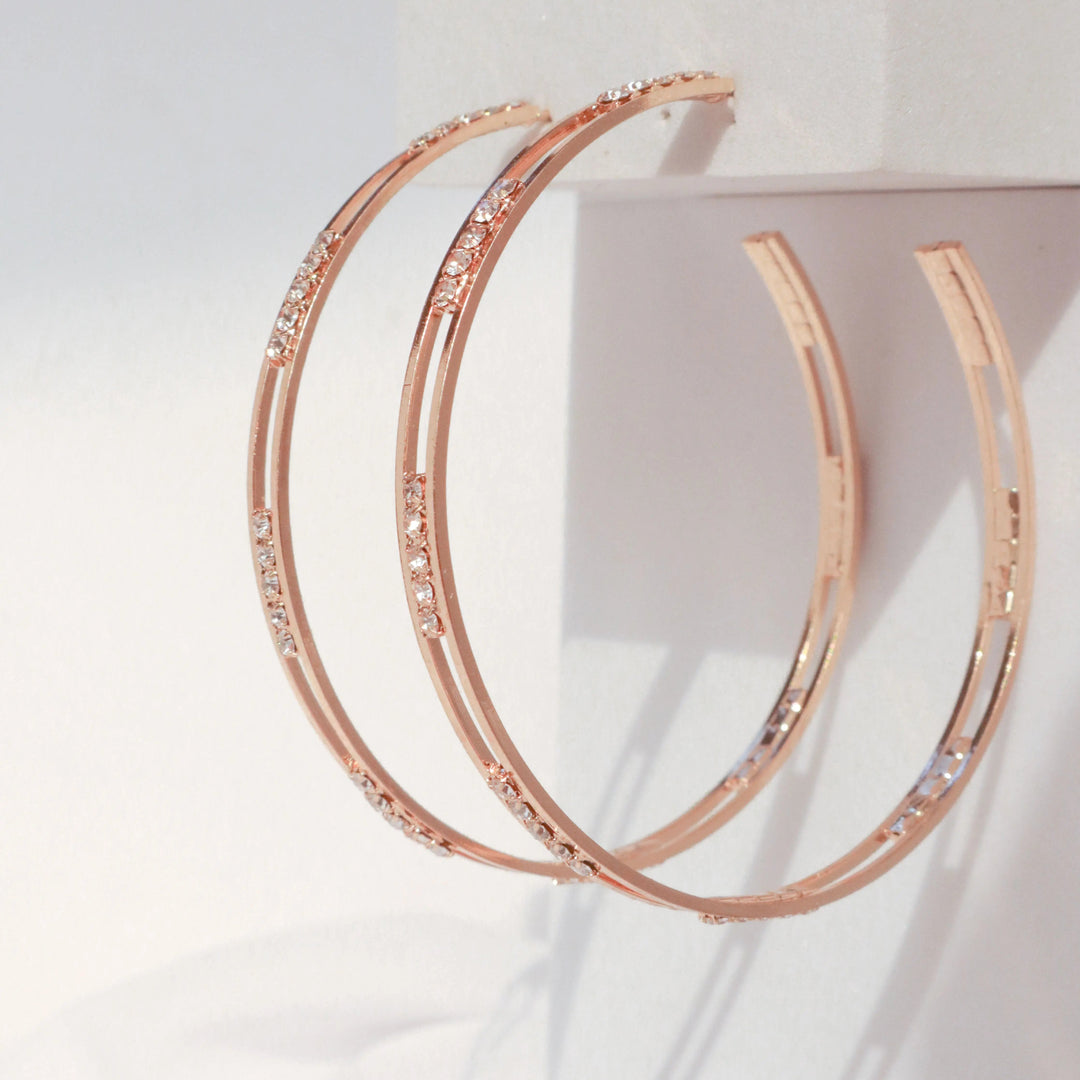 Classy Hollow Studded Hoops - Salty Accessories