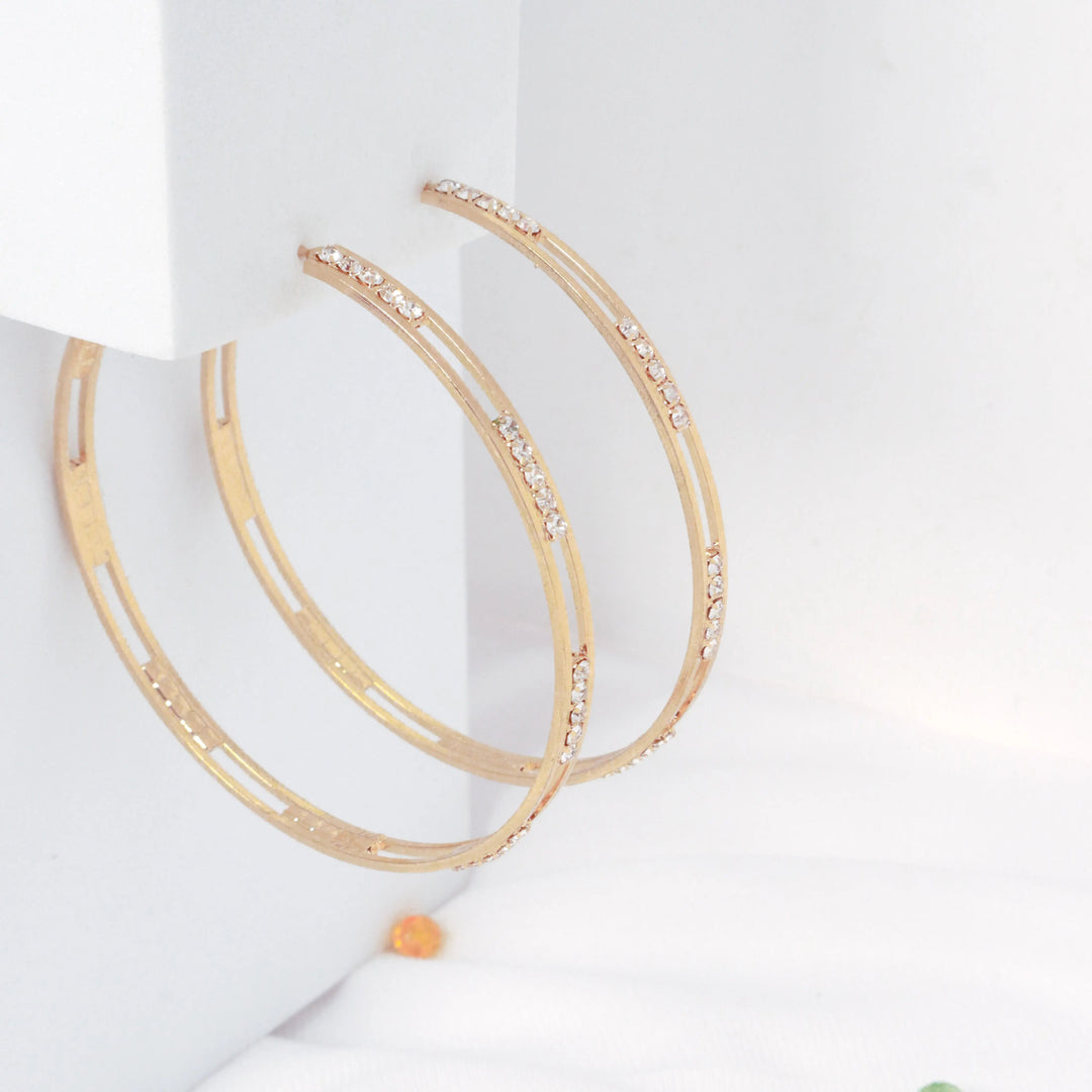 Classy Hollow Studded Hoops - Salty Accessories