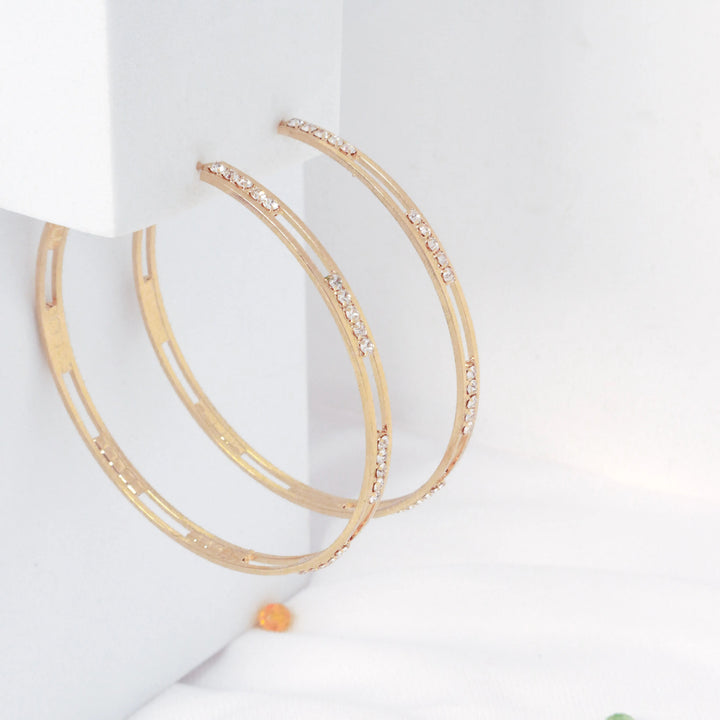 Classy Hollow Studded Hoops - Salty Accessories
