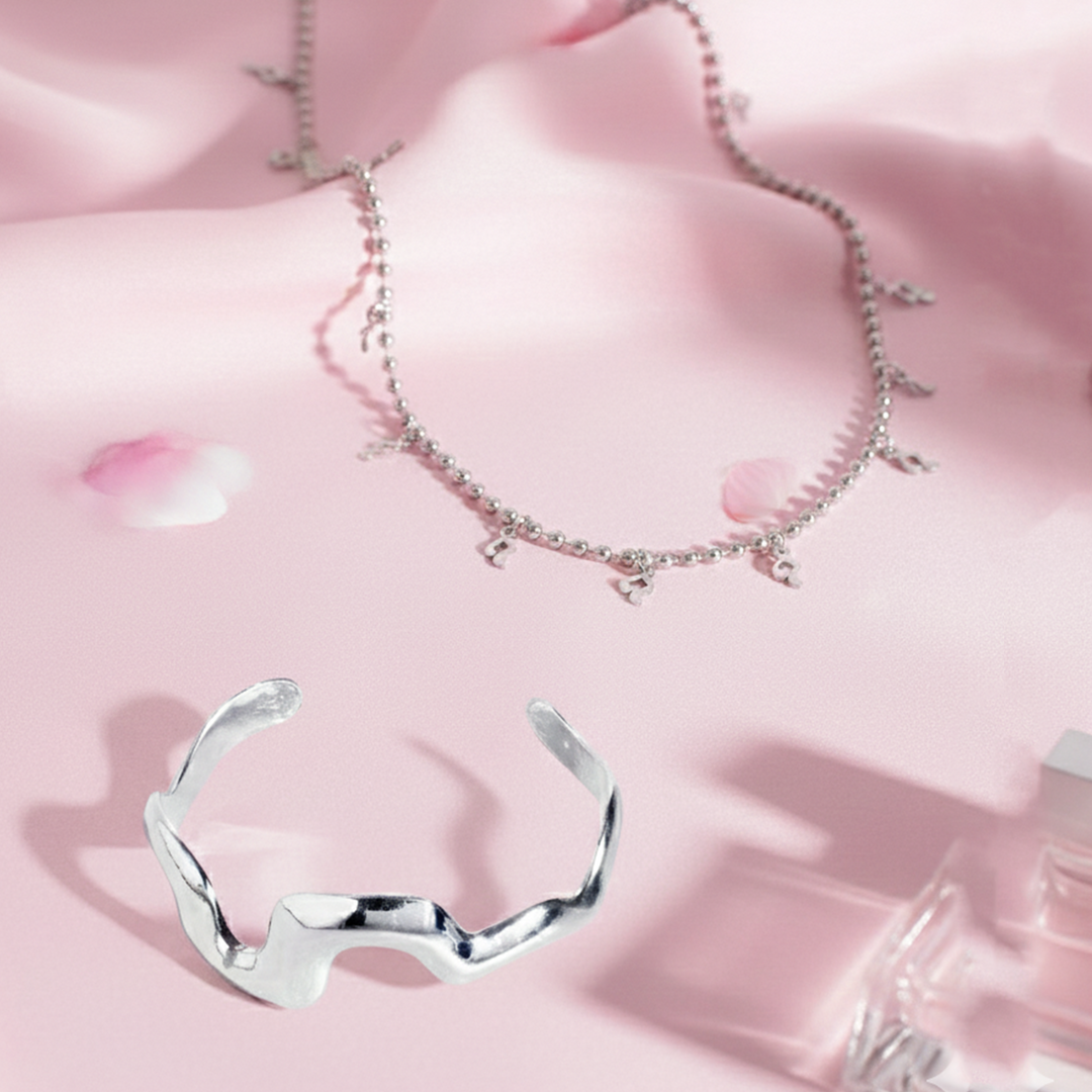 Silver Edit Necklace and Bracelet Commbo