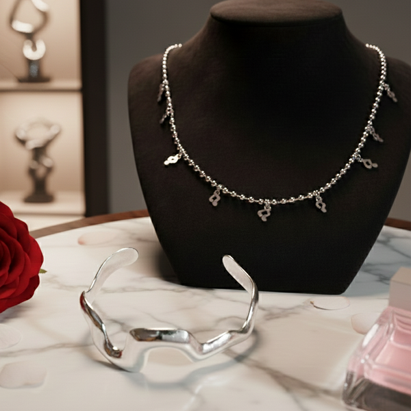 Silver Edit Necklace and Bracelet Commbo