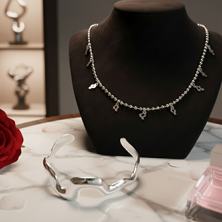 Silver Edit Necklace and Bracelet Commbo