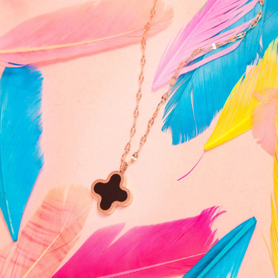 Clover Lucky Charm Necklace Reversible-  Stainless Steel - Salty Accessories