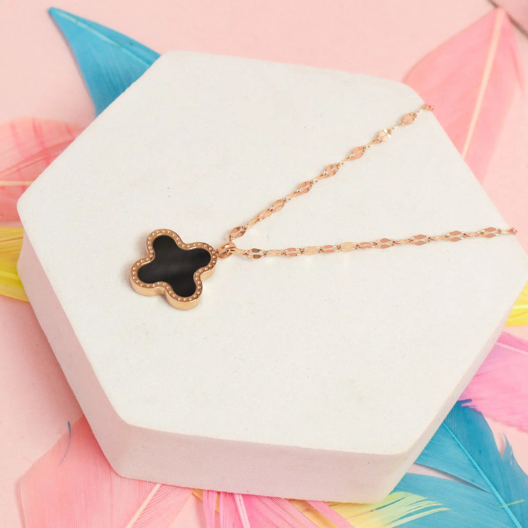 Clover Lucky Charm Necklace Reversible-  Stainless Steel - Salty Accessories