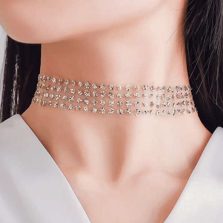 Collarbone Zirconia Charm Choker Necklace - Salty Accessories